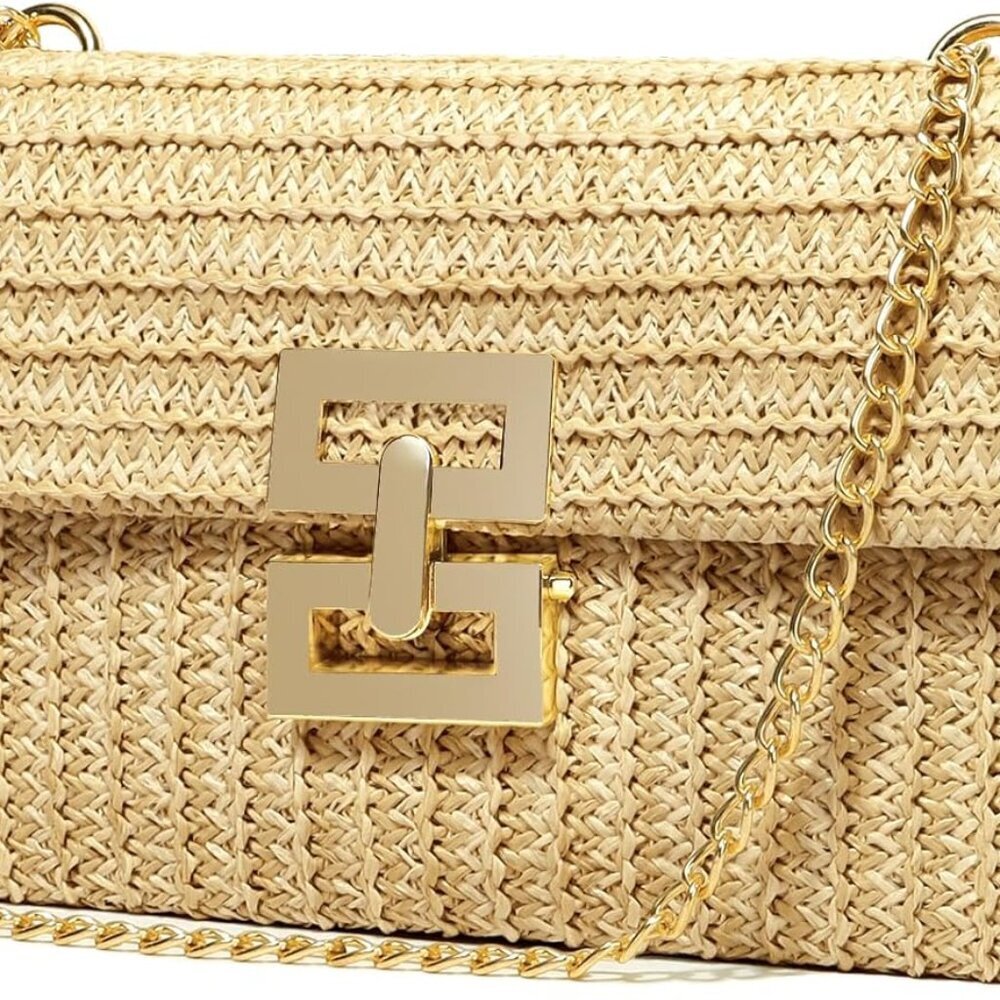 Straw Clutch Purse Crossbody Bag Women Summer Beach Casual Handbag